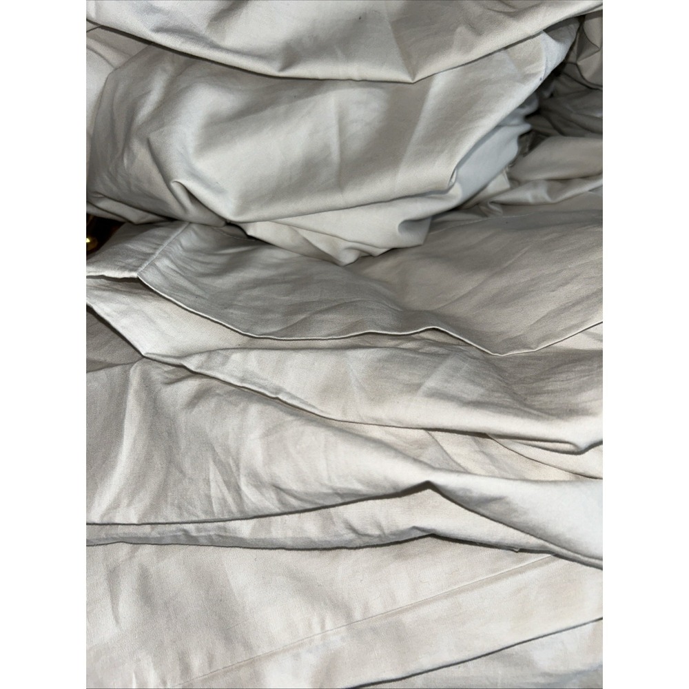 (3) QUINCE QUEEN DUVET COVER SET 5PC LIGHT GREY ORGANIC COTTON (FOUR PILLOWCASE)